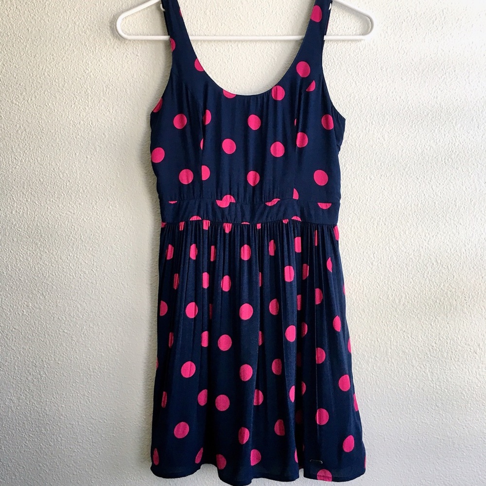 Navy blue/ pink polka dot dress